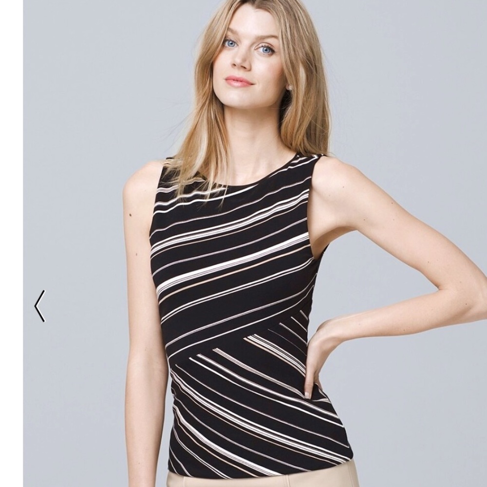 ✅ REDUCED⚡️EUC White House Black Market Sleeveless Stripe Bodice Top - Size Sm
